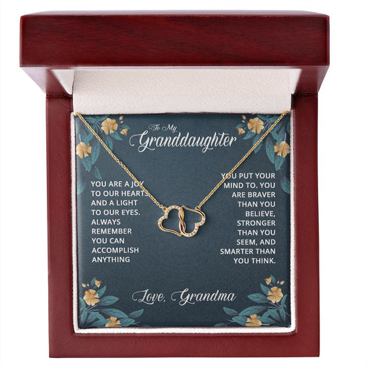 To My Granddaughter Love Grandma! Everlasting Love Heart Necklace!