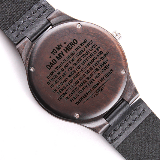 To My Dad My Hero! Engraved Wooden Watch